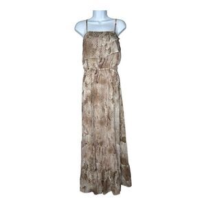 Express Maxi Dress Womens Medium Flowy Tiered Animal Print Mesh Chiffon Boho
